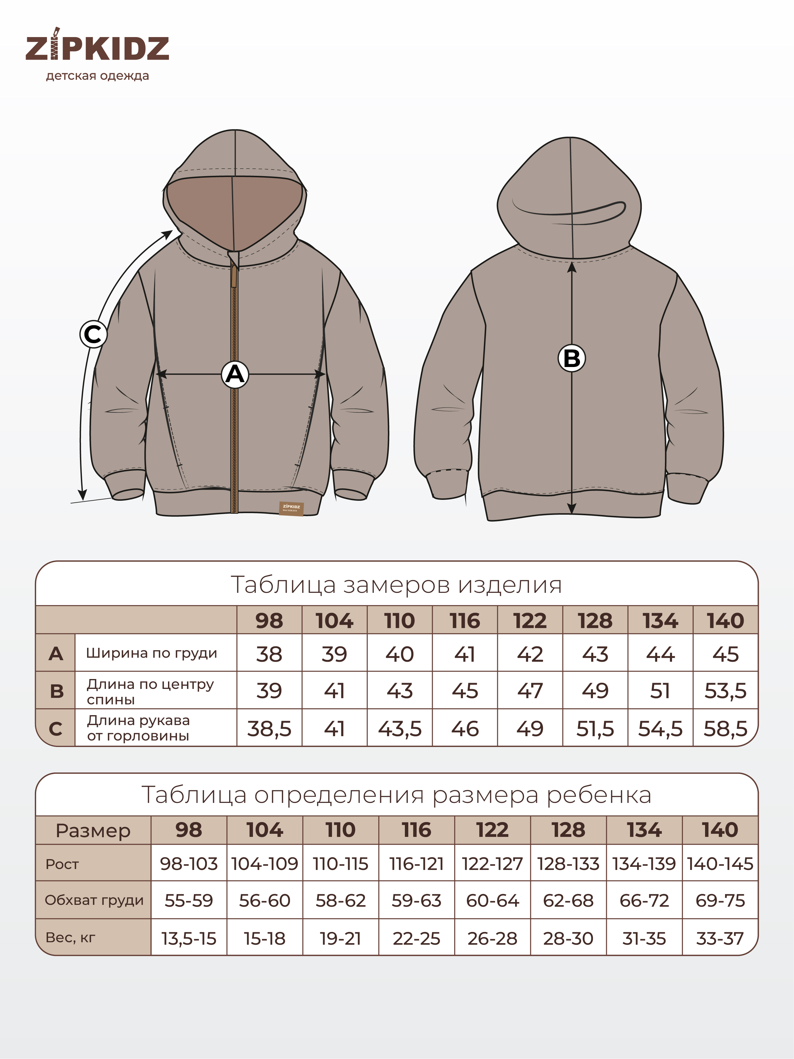 Таблица размеров