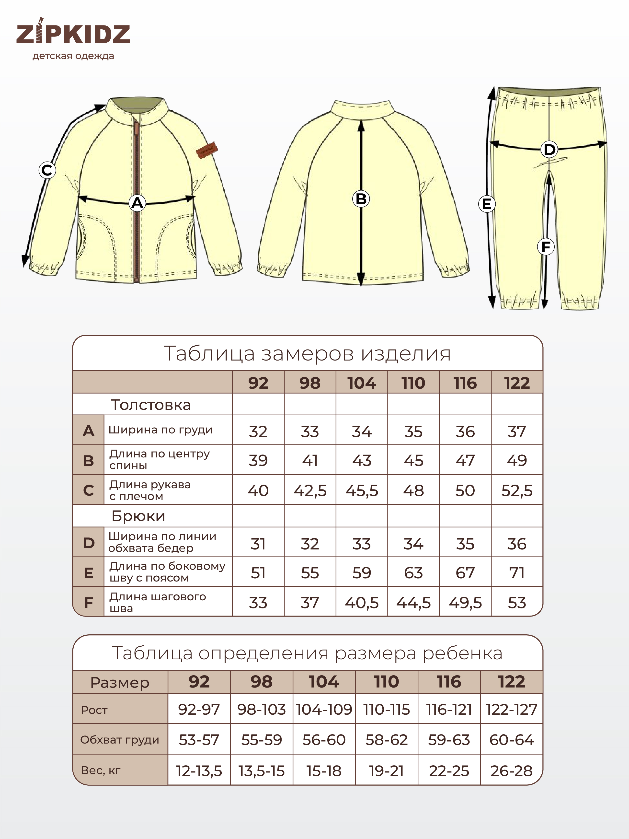 Таблица размеров